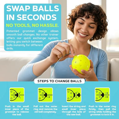 Dink’r Pickleball Trainer – Fun & Easy Way to Play Anytime, Anywhere | Practice at Home | Great Gift for Beginners, Families & Pickleball Fans | No Partner Needed, Under the Cost of One Court Rental - color: NEW: 3-Ball Easy-Adjust Trainer