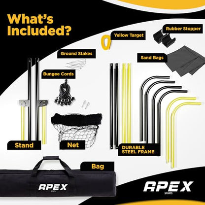 Apex Sports Adjustable Volleyball Rebounder Net 7x4 ft – Bounce Back Training Equipment with Angle Customization for Practicing Volleying, Bumping, Spiking – Durable & Portable with Travel Bag