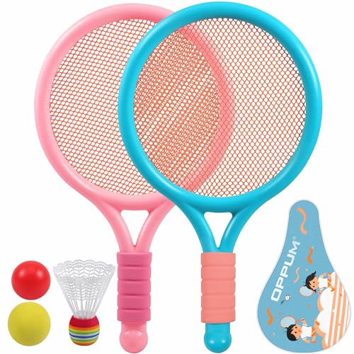 2-Pack Kids Tennis Racket Set, 16 21 23 25 Inch Junior Racquets for Boys Girls, Lightweight Aluminum Starter Kit with Shoulder Bag and 2 Balls - color: 16 inch-2pcs(Blue+Pink)