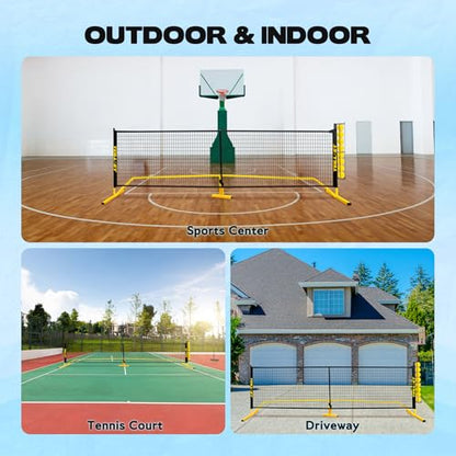 Teillnet Pickleball Net Set – 22FT Portable Net with Metal Holder & 4 Balls, Sturdy Steel Frame Ultra Stable Easy Setup & Carrying Bag 35.4"x7.5"x7.1", Weather-Resistant for Outdoor Indoor Driveway