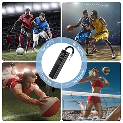 Pumteck MY01 Electric Ball Pump with Inflation & Deflation, Accurate Pressure Gauge and 4 Preset Modes, Automatic Ball Pump for Basketball, Soccer, Football and Volleyball (Max 15 PSI) - color: Black