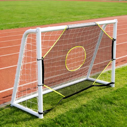 Soccer Goal Target Net with 7 Bright Scoring Target Zones,Soccer Shooting Training Aid, Soccer Training Equipment Accessory (Target net only,Soccer Goal Not Included) - size: 6*4