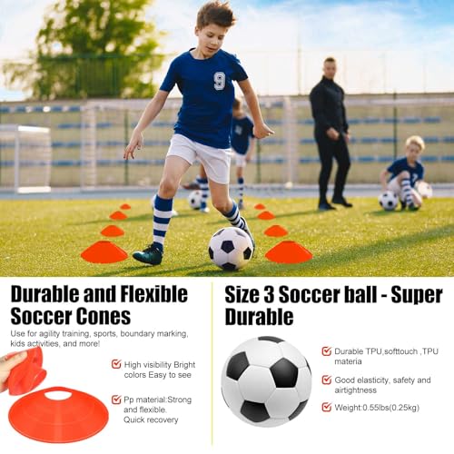 Soccer Goal, Kids Soccer Goals for Backyard Set, 2 Pack of Portable Pop Up Soccer Net with Soccer Ball, Cones, Complete Training Equipment for Youth, Toddler Outdoor Sports Games