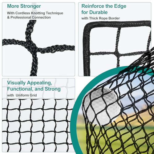 Golf Net for Backyard Driving Outdoor Indoor Sports Netting 10 x 10 Ft/15Ft/20 Ft/25 Ft/ 15 x 15 Ft/20 Ft Heavy Duty Net for Baseball Soccer Hockey Practice Impact Screen - size: 10x20 ft
