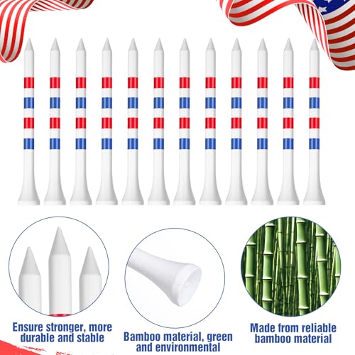 Mudder 600 Pcs Golf Tees USA American Flag Golf Tees Bulk Long Bamboo Red White and Blue Patriotic Tee for Men Women - size: 3-1/4", style: Stylish