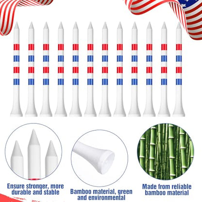 Mudder 600 Pcs Golf Tees USA American Flag Golf Tees Bulk Long Bamboo Red White and Blue Patriotic Tee for Men Women - size: 3-1/4", style: Stylish