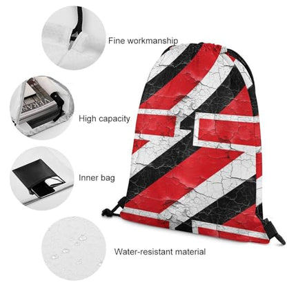 Gym Drawstring Backpack Sackpack Water Resistant for Sports Beach Yoga Travel Unisex, Trinidad And Tobago Grunge Flag Bags - color: Picture (637)