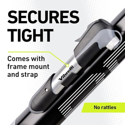 Vibrelli Mini Bike Pump - Presta & Schrader Bicycle Pump - 120 PSI Tire Pump for Road & MTB - No Valve Changing Needed - size: Mini Pump