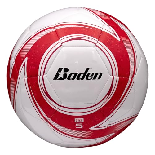 Baden Z-Series Soccer Ball – Size 3, 4, or 5 – Machine Stitched Durable Ball for Outdoor Play, Camps, Practice & Training – Cushioned Cover with Reinforced Bladder - color: Red, size: Size 5