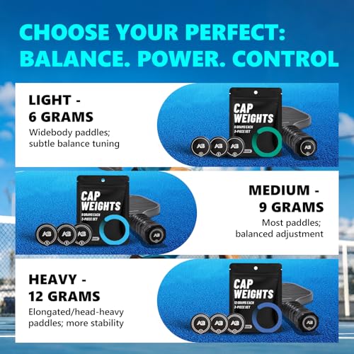 Pickleball Paddle Cap Weights – Weighted End Cap Counterbalance Set | Improves Balance, Control & Stability | Personalized Feel