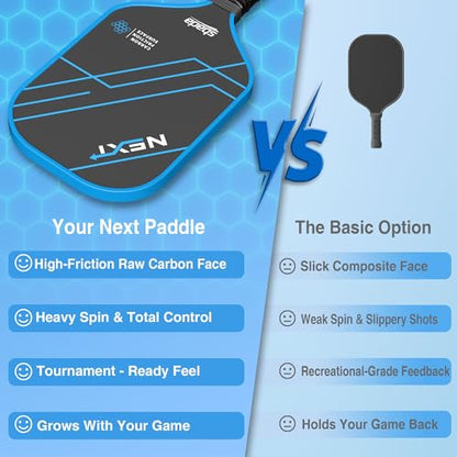 Pickleball Paddles Set of 2 - Graphite Carbon Fiber Pickleball Set with 16mm, Lightweight T700 Pickle Ball Rackets 2 Pack with 4 Outdoor Balls and 1 Bag - color: Blue