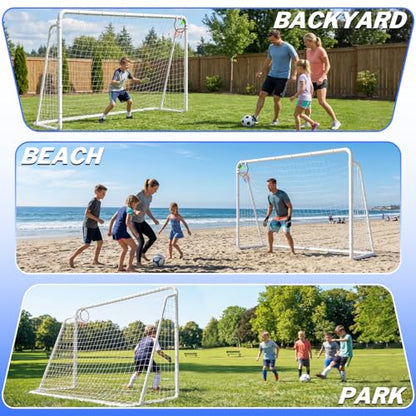 8x6, 12x6, 16x7 FT Soccer Goal for Backyard, Metal Soccer Goals with PE Soccer Net, Target Net & Training Cones, Rust-Proof Reinforced Frame, Outdoor Soccer Net for Kids, Youth Training or Team Game - size: 8x6 ft