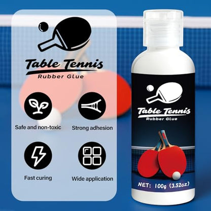 Table Tennis Glue, Perfect for Assembling Table Tennis Ping Pong Paddle, Comes with 8 Sponges to Easily Replace Table Tennis Rubber - size: 100ml