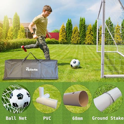 Vallerta® Premier Portable AYSO Youth Regulation Size Soccer Goal. Heavy Duty 62MM Diameter PVC Frame w/Weatherproof 4mm Net Practice/Training Aid w/Easy Carry Bag. - size: 7x5 Ft.