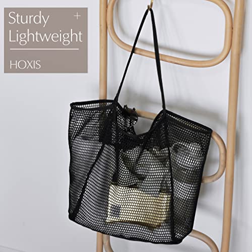 HOXIS Mesh Beach Tote Womens Shoulder Handbag - color: Black
