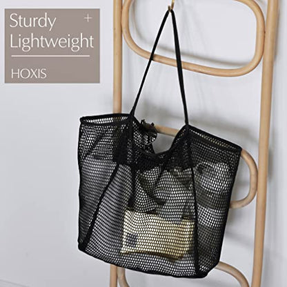 HOXIS Mesh Beach Tote Womens Shoulder Handbag - color: Black