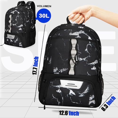Goloni Youth Soccer Bag,Basketball Bag with Ball Compartment & Shoe Compartment,Backpack for Football Volleyball Basketball - color: Marble