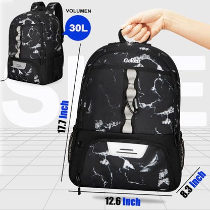 Goloni Youth Soccer Bag,Basketball Bag with Ball Compartment & Shoe Compartment,Backpack for Football Volleyball Basketball - color: Marble