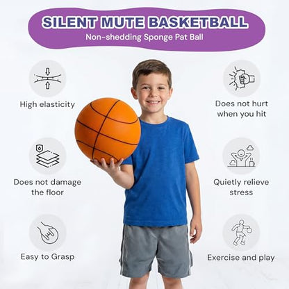 Silent Basketball Size 7 (29.5"), Indoor Quiet Foam Basketball for Dribbling Training, Noise-Free Basketball for Home, Apartment & Indoor Practice, Soft Grip Training Ball