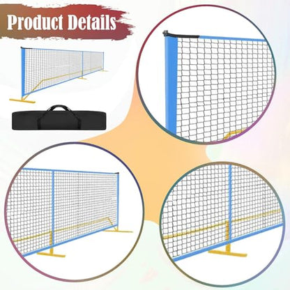 Pickleball Net Portable Pickleball Net System 22FT Regulation Lightweight Foldable Net Polyester Oxford Cloth Metal Carry Bag Included Suitable for