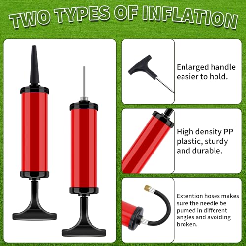 100 Sets Ball Air Pump Bulk for Sports Balls Include Needle Nozzle Extension Hose Hand Inflation Kit for Basketball Soccer Football Volleyball Balloon, Operation Bulk Christmas Child Items Gifts - color: Red