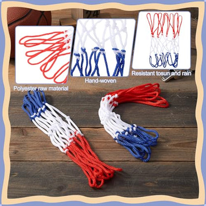 2Pcs Mini Basketball Net Replacement, 8 Loops Basketball Net Small Replacement Net for Indoor Door Room Walls, Vibrant Color