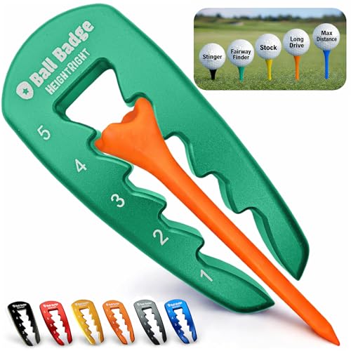 Adjustable Golf Tee Height Tool (5-Level Precision) – Universal Fit for Wooden & Plastic Tees, Consistent Tee Height Setter for Drivers, Fairway Woods & Irons, Durable Aluminum Golf Swing Training Aid - color: Green