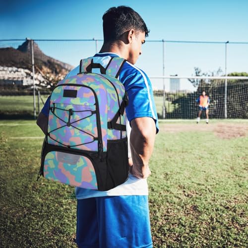 Goloni Soccer Backpack,Basketball Backpack with Ball Compartment & Shoe Compartment,Backpack for Basketball,Soccer - color: Green Camouflage