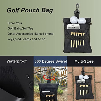 Golf Tee Pouch Bag, Zipper Golf Ball Bag, Accessory Pouch for Men - color: Black 2PCS