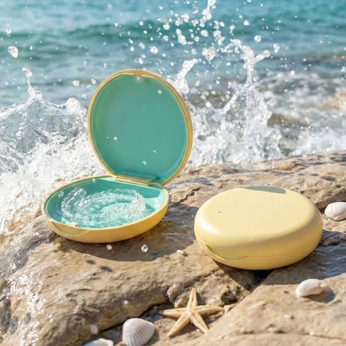2 Pack Retainer Case, Compatible with Invisalign, Orthodontic Aligner Case with Removal Tool and Brush, Lemon Yellow & Seafoam - color: 2 Pack - Lemon Yellow & Seafoam