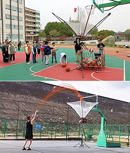 Basketball Hoop Returner Shot Return Apparatus - Metal Shooting Trainer for Time Saving Floor Standing Attachment Aid