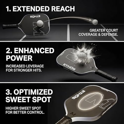 M1 Pickleball Paddles: USAP and PBCor.43 Approved, 16 MM, Elongated, Thermoformed, T700 Raw Carbon Fiber, Strong Power, Control, and Spin, Superior Paddle
