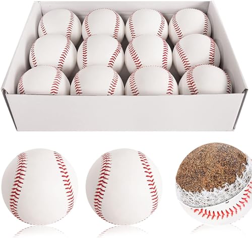 Official Size Practice Training Baseballs 12 Balls Pack Blank Baseball Sports Youth/Adult for League Play, Pitching, Batting, Fielding, Autograph, Gifts(One Dozen)