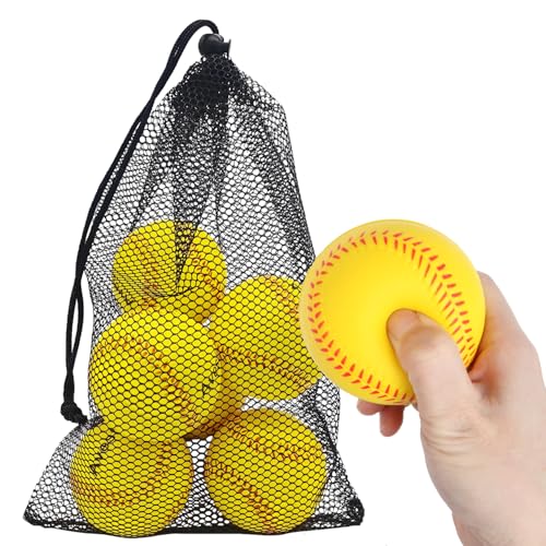 Foam Baseballs 6-Pack - Soft Practice Baseball Training Foam Balls for Kids with Drawstring Bag, Saft for Youth Beginners Batting, Fielding, Hitting, Pitching and Throwing