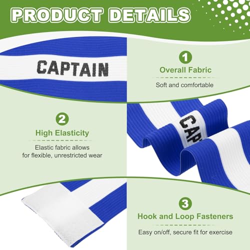 Soccer Captain Armbands, Adjustable Captain Bands Soccer Elastic Armband - color: Blue,White