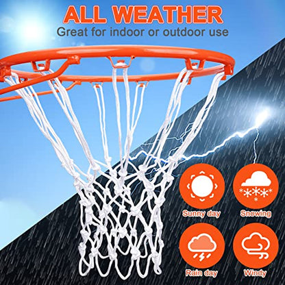Professional Basketball Net Replacement Heavy Duty, Durable Basketball Nets in All Weather Anti Whip, Fits Standard Indoor Outdoor Rims 12 Loops (White)