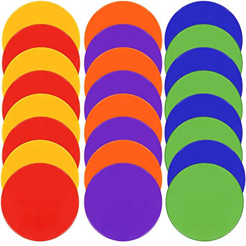 4 Inch & 9 Inch Poly Spot Markers for Gym Floor, Non-Slip Rubber Floor Dots Flat Cones, 6/12/24/60Pcs Agility Markers for Soccer, Basketball, PE Training, Dance & Classroom Activities - style: 24Pcs 9 inch 6colors