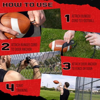 Official Size Football - Pass Back Trainer - Practice Throwing & Catching Indoors/Outdoors - Football Gear