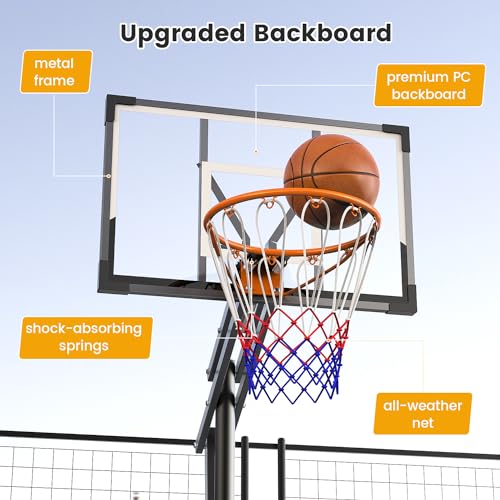 Basketball Hoop Outdoor, 8.5ft Height Adjustable Portable Hoops & Goals with HDPE Backboard and Wheels for Kids/Teens/Adults Backyard, Outdoor, Driveway