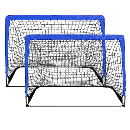 YSSOA 2 Set 4'x3' Portable Soccer Goals for Backyard Pop Up Folding Soccer Net with Carry Bag, Perfect for Youth, Adult, Games or Practice