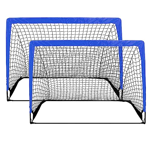 YSSOA 2 Set 4'x3' Portable Soccer Goals for Backyard Pop Up Folding Soccer Net with Carry Bag, Perfect for Youth, Adult, Games or Practice