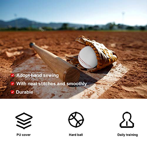 Softball Balls, 2 Pieces 12 Inch PU Softball Practice Balls Hand Stitched Official Size for Batting Practice Training