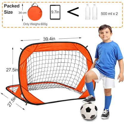 EVERRUSH Pop Up Soccer Goals Nets for Backyard Beach Soccer Training Net Mini Portable Foldable Lightweight Indoor + Outdoor Football Goal with Carry Bag - style: Orange