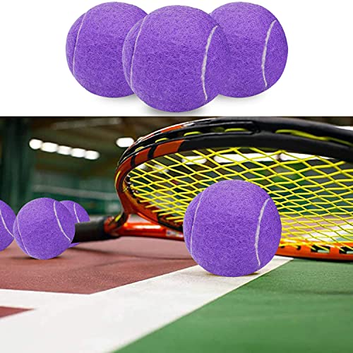 URBEST Tennis Ball 12 Packs Training Tennis Balls Practice Balls for Novice Player, Pet Dog Playing Balls with Mesh Carry Bag - color: Purple