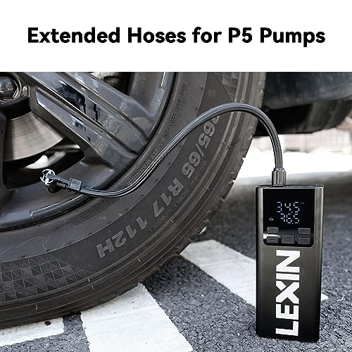 LEXIN Tire Inflator Hose Extension, Lock-On Air Chuck with Hose and Presta Valve Adapter Ball Needle, Air Compressor Twist On Convert to Lock On Connection, Compatible with LEXIN P5/P4