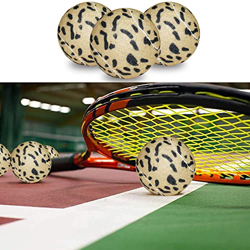 URBEST Tennis Ball 12 Packs Training Tennis Balls Practice Balls for Novice Player, Pet Dog Playing Balls with Mesh Carry Bag - color: Leopard print