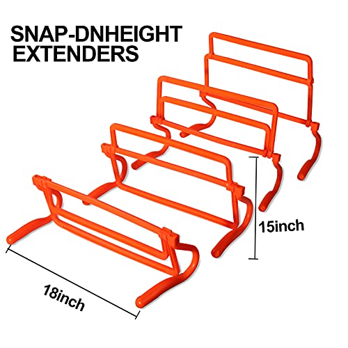 TOCO FREIDO Speed&Agility Training Set – 20ft Agility Ladder Set with 12 Rungs, 4 Adjustable Training Hurdle, 12 Disc Cones, 2 Resistance Bands, 1 Running Parachute and Footwork Drills Equipment - color: Upgraded Version - Orange