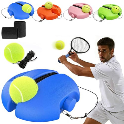 Solo Tennis Trainer Rebound Ball with String, Portable Tennis Practice Rebounder, Self Tennis Practice Rebounder Set, Training Equipment for Beginner Pracitce Training - color: Blue with 2 Balls