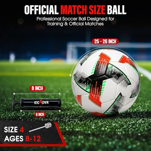 Professional Soccer Ball Size 4 & 5 – Seamless Training & Match Ball for Youth, Kids & Adults, Waterproof Synthetic PU Leather, Superior Air Retention - size: NOVA (Size 4)