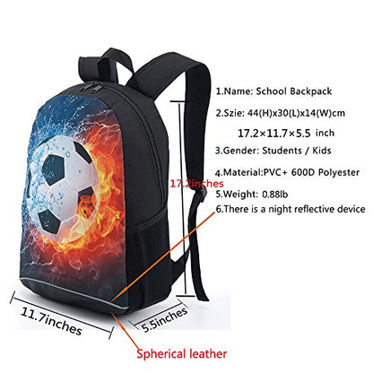 CAIWEI American Football Backpack School Bag (Burning football) - color: Burning Football, size: 17.2*11.7*5.5 Inch